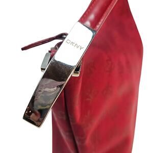 Vintage DKNY  Red monogram tone on tone logo print shoulder purse Casual Hobo